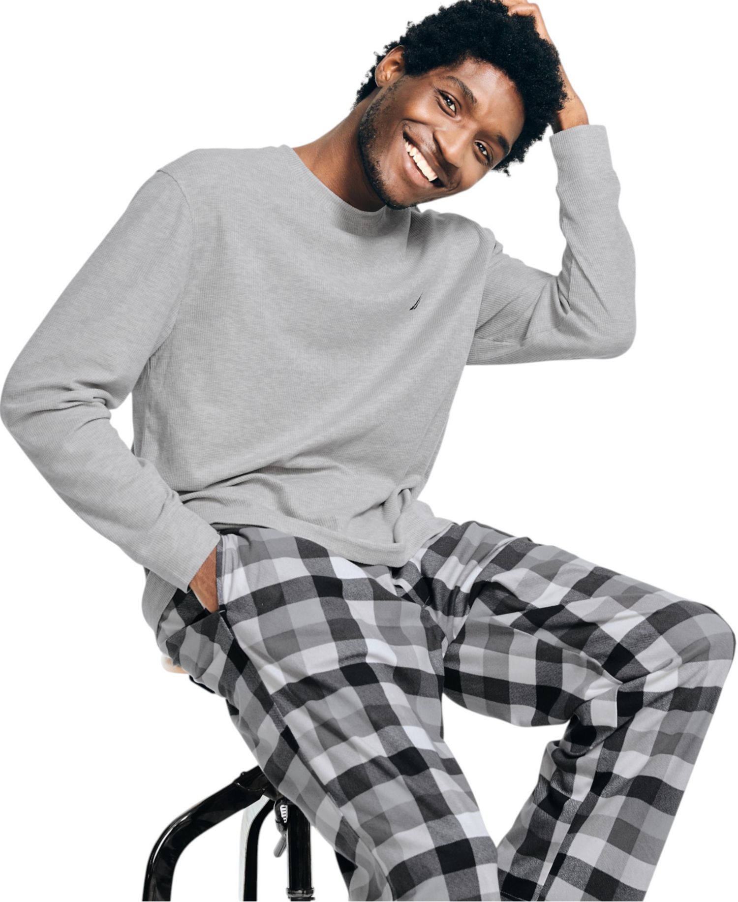 Men's Long-Sleeve Crewneck Pajama T-Shirt