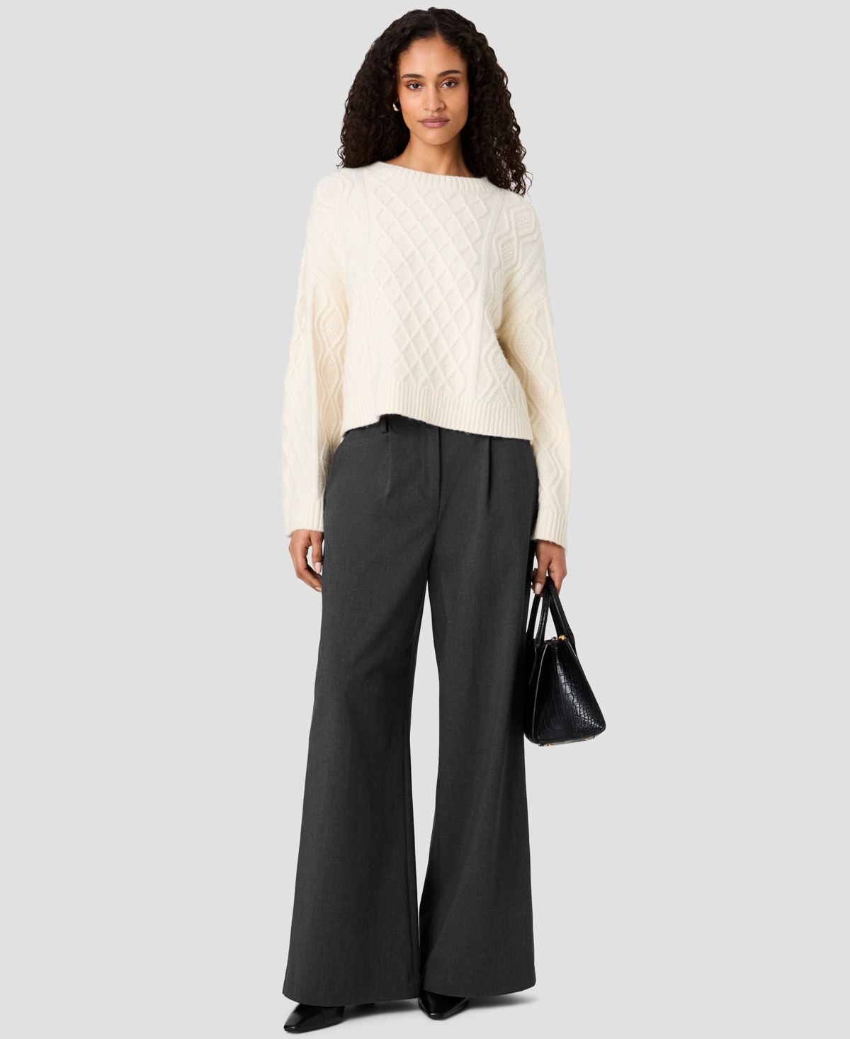 French Connection Women's Wesley Cable-Knit Crewneck Pullover