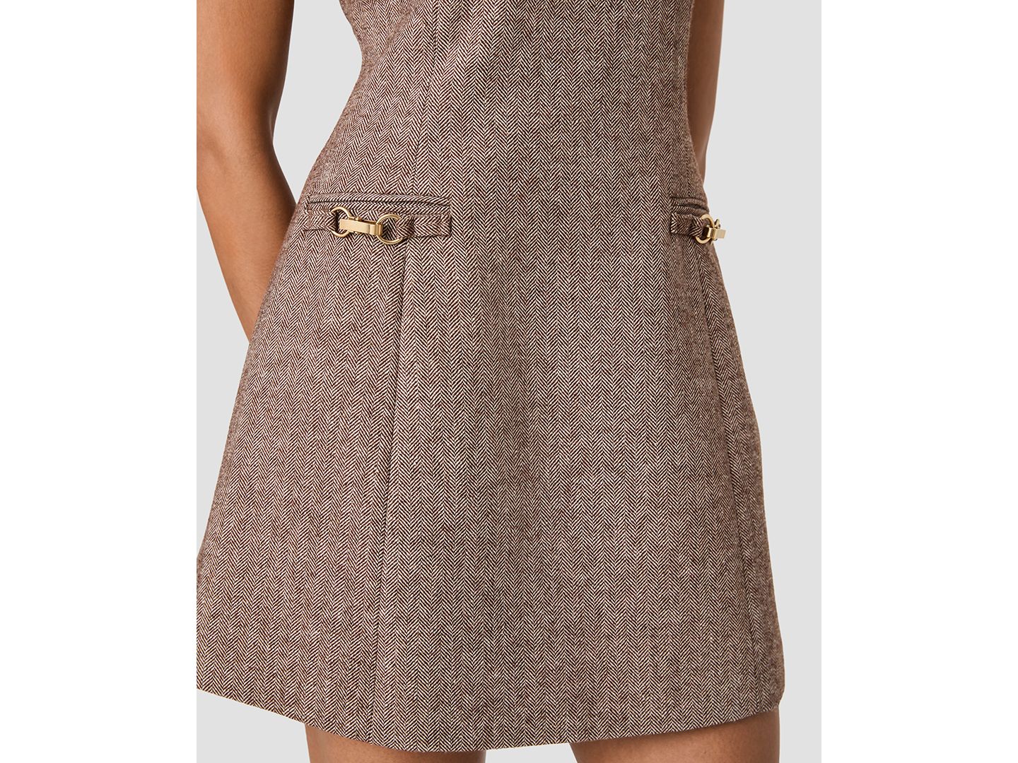 Женское платье French Connection Herringbone Sleeveless A-Line Mini, цвет: Коричневый кремовый — фото 5
