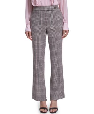 Women's Plaid Wide-Leg Mid-Rise Dress Pants