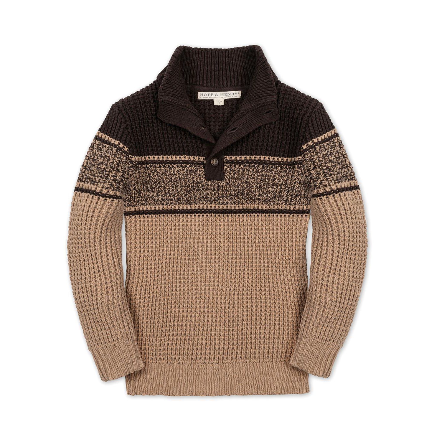 Hope and Henry Little and Big Boys' Organic Mock Neck Waffle Sweater
