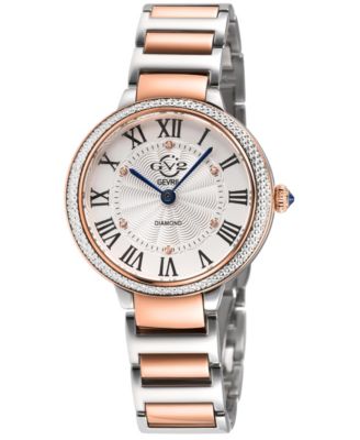 Women's Rome Brillante Swiss Quartz Two toned SS/IPRG Stainless Steel Bracelet Diamond Watch