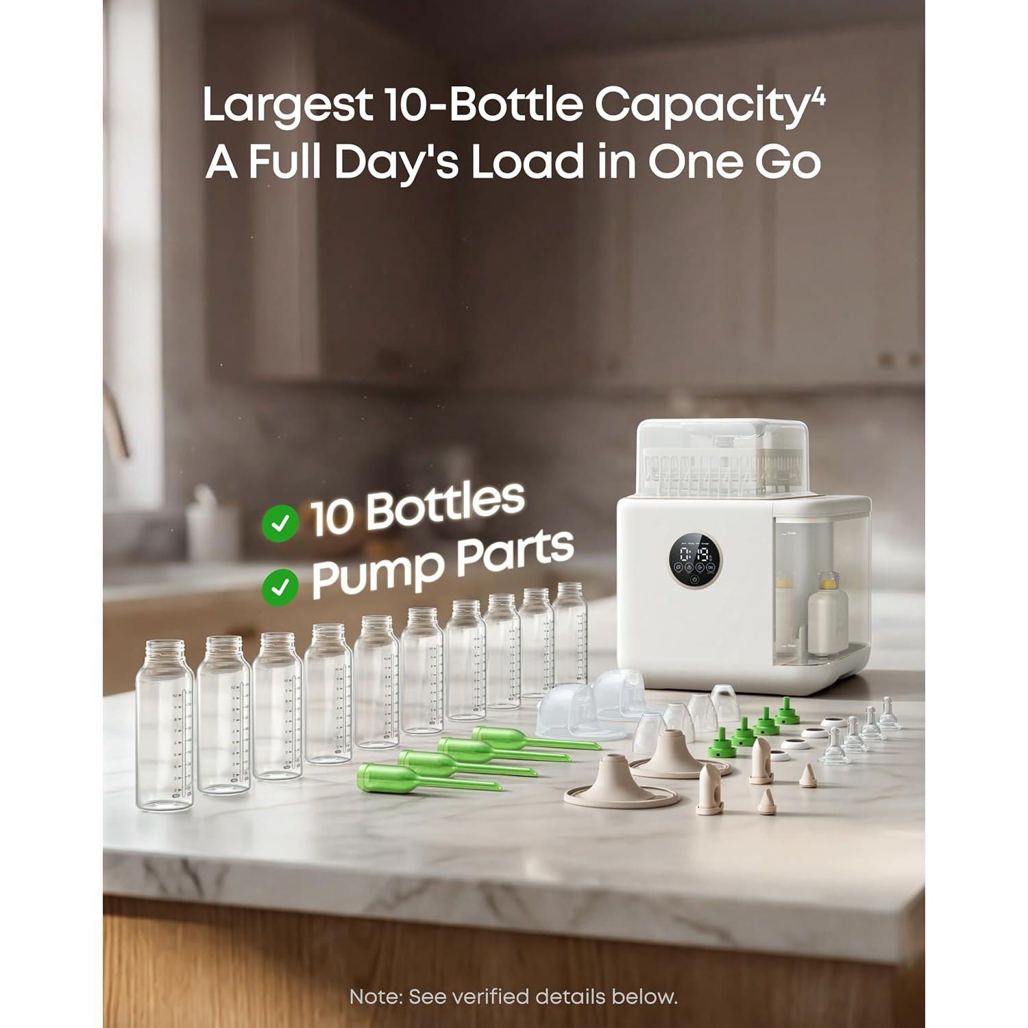 S1 pro Baby Bottle Washer,Sterilizer and Dryer with half-year Cleaning Kit. Built-in Water Softener,Large Capacity
