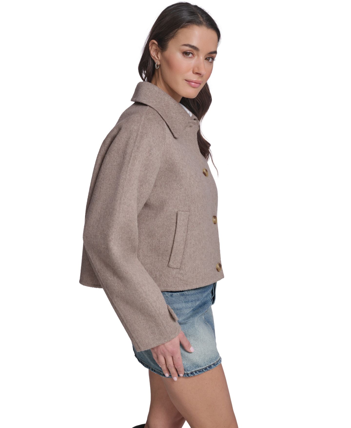 Женская куртка Levi's Wool-Blend Shacket L02 Cropped Button-Front, цвет: Розовый серо-коричневый — фото 3