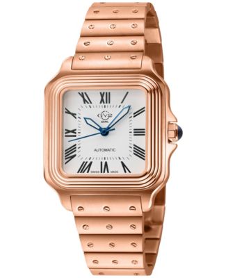 Men's Swiss Made Lusso LX Swiss Automatic IP Stainless Steel Bamboo links Bracelet Watch