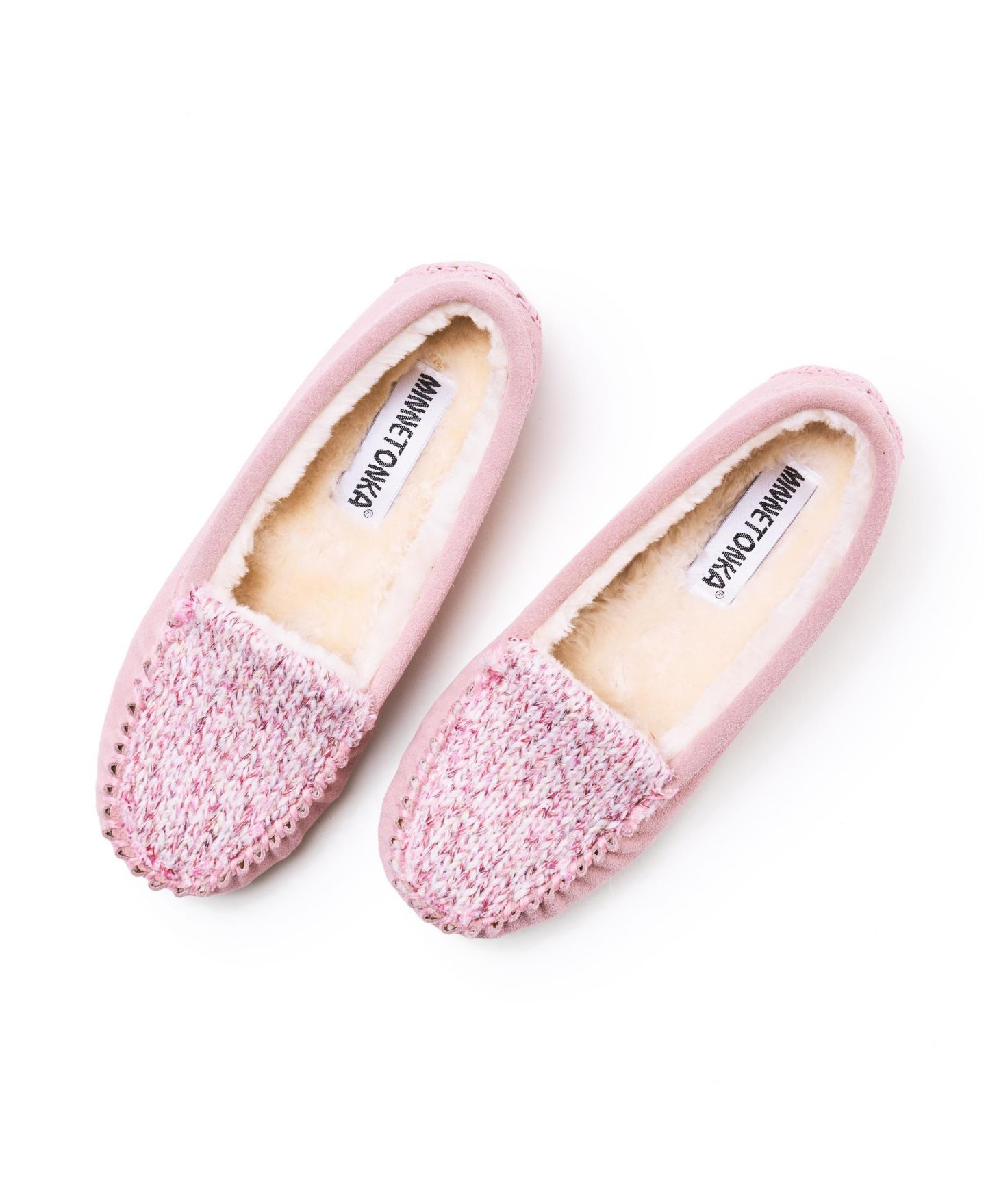 Женские тапочки Minnetonka Cosi Venetian Suede Sparkle Knit Slippers, цвет: Розовый — фото 4