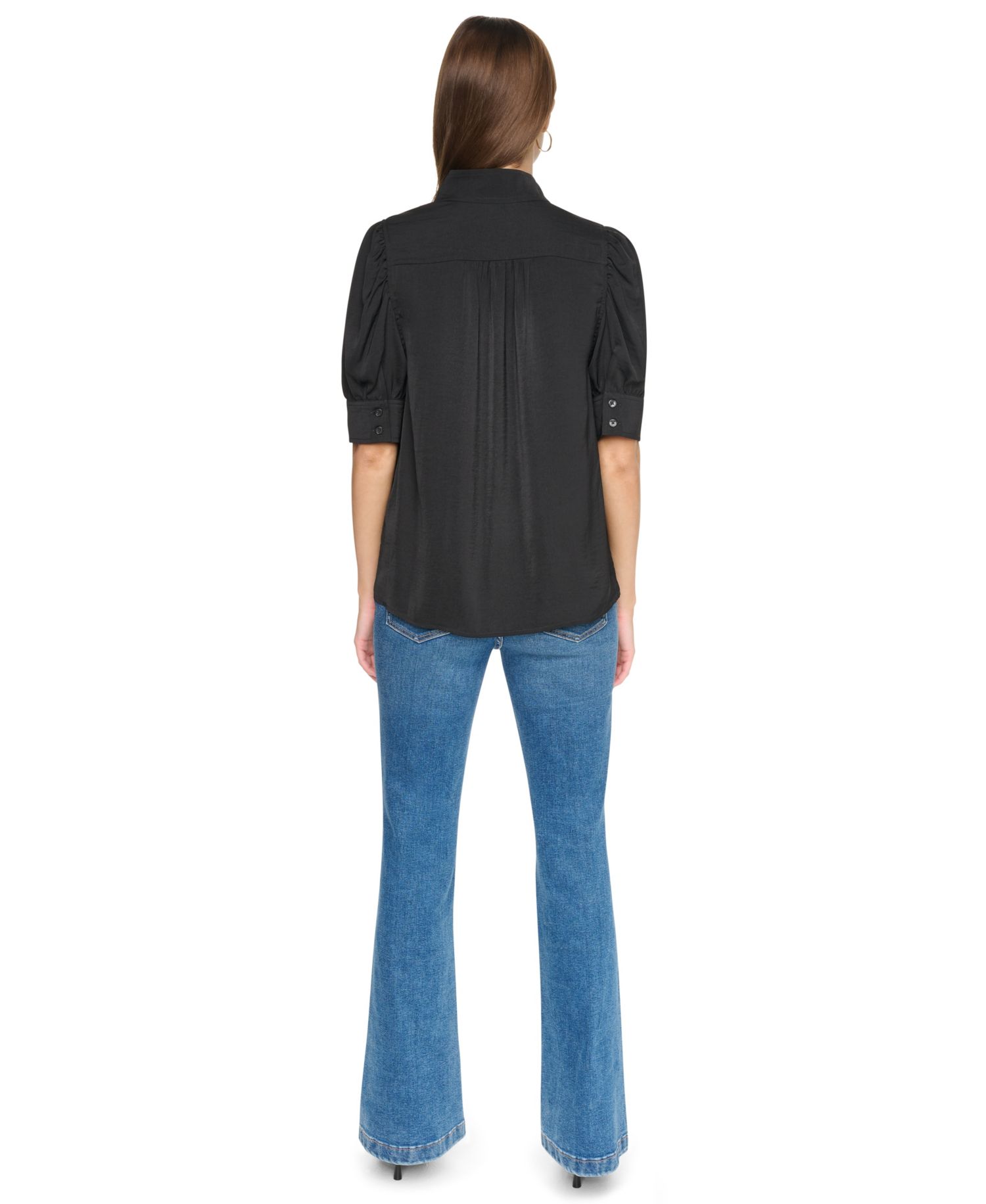 Petite Puff-Sleeve Button-Front Shirt