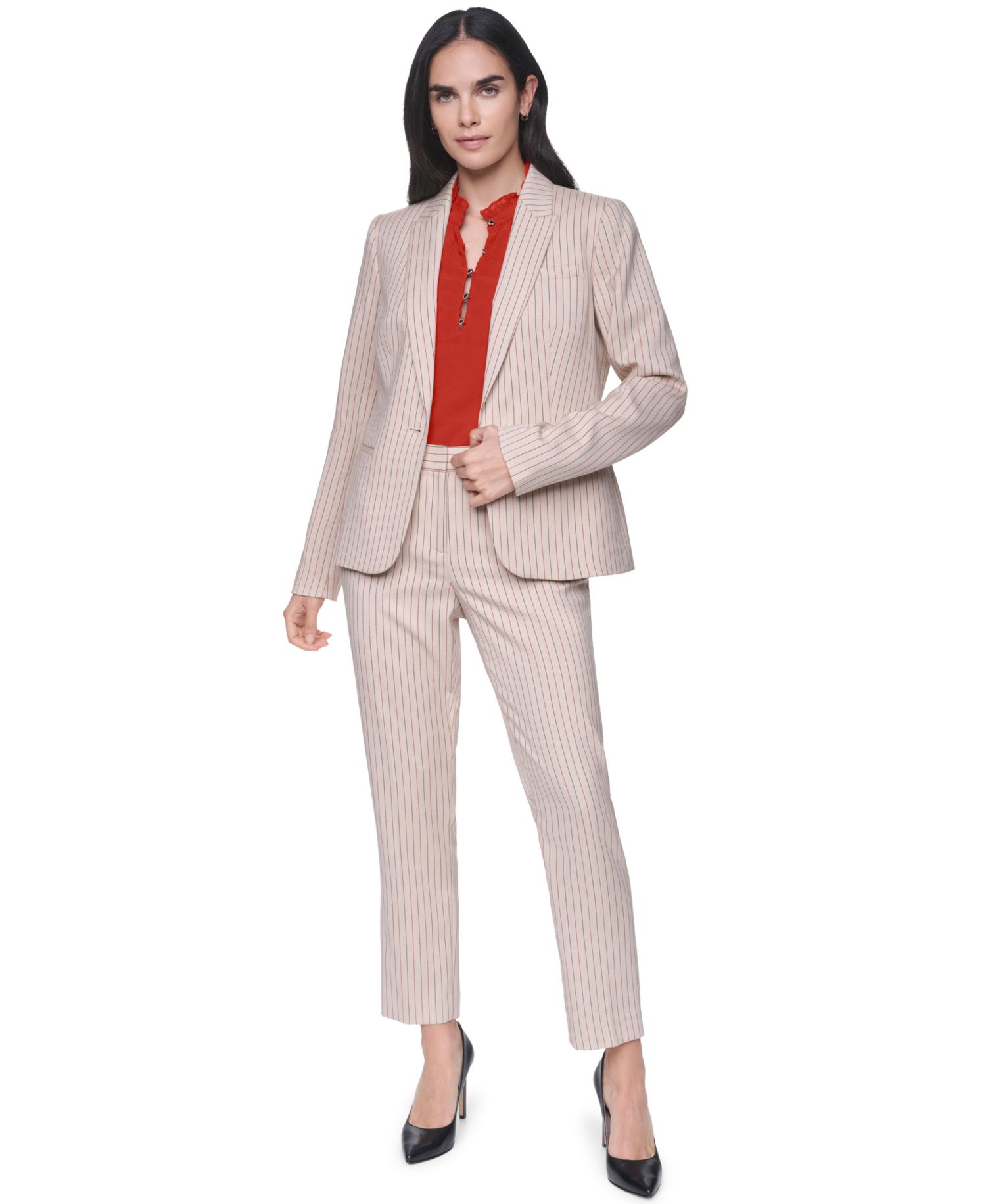 Women's Pinstripe One-Button Blazer