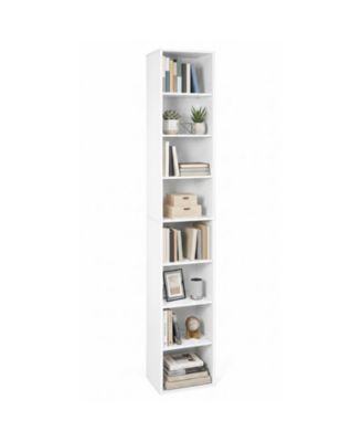 71 Inches Tall Narrow Bookshelf 8-Tier Slim Bookcase w/ 4 Adjustable Shelves