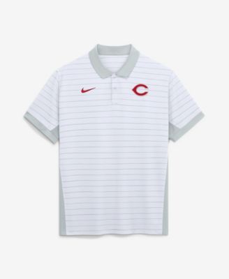 Men's White Cincinnati Reds Authentic Collection Striped Victory Dri-FIT Polo