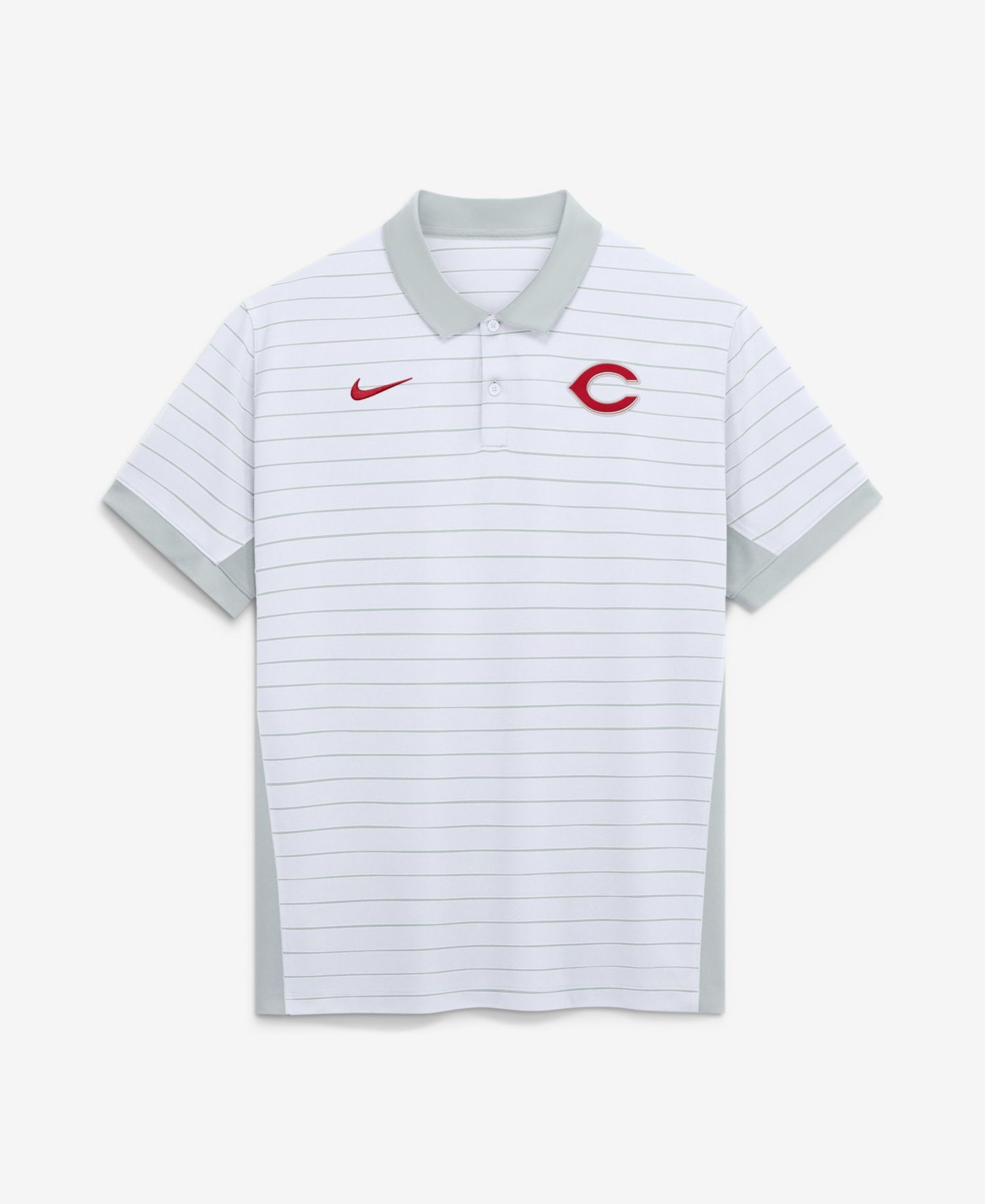 Men's White Cincinnati Reds Authentic Collection Striped Victory Dri-FIT Polo