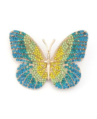 Faux-Stone Pav&eacute; Butterfly Brooch