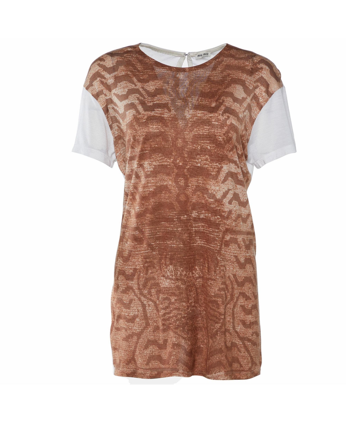 Pre-Owned Miu Miu Women's Animal Print Colorblock Modal Knit Top