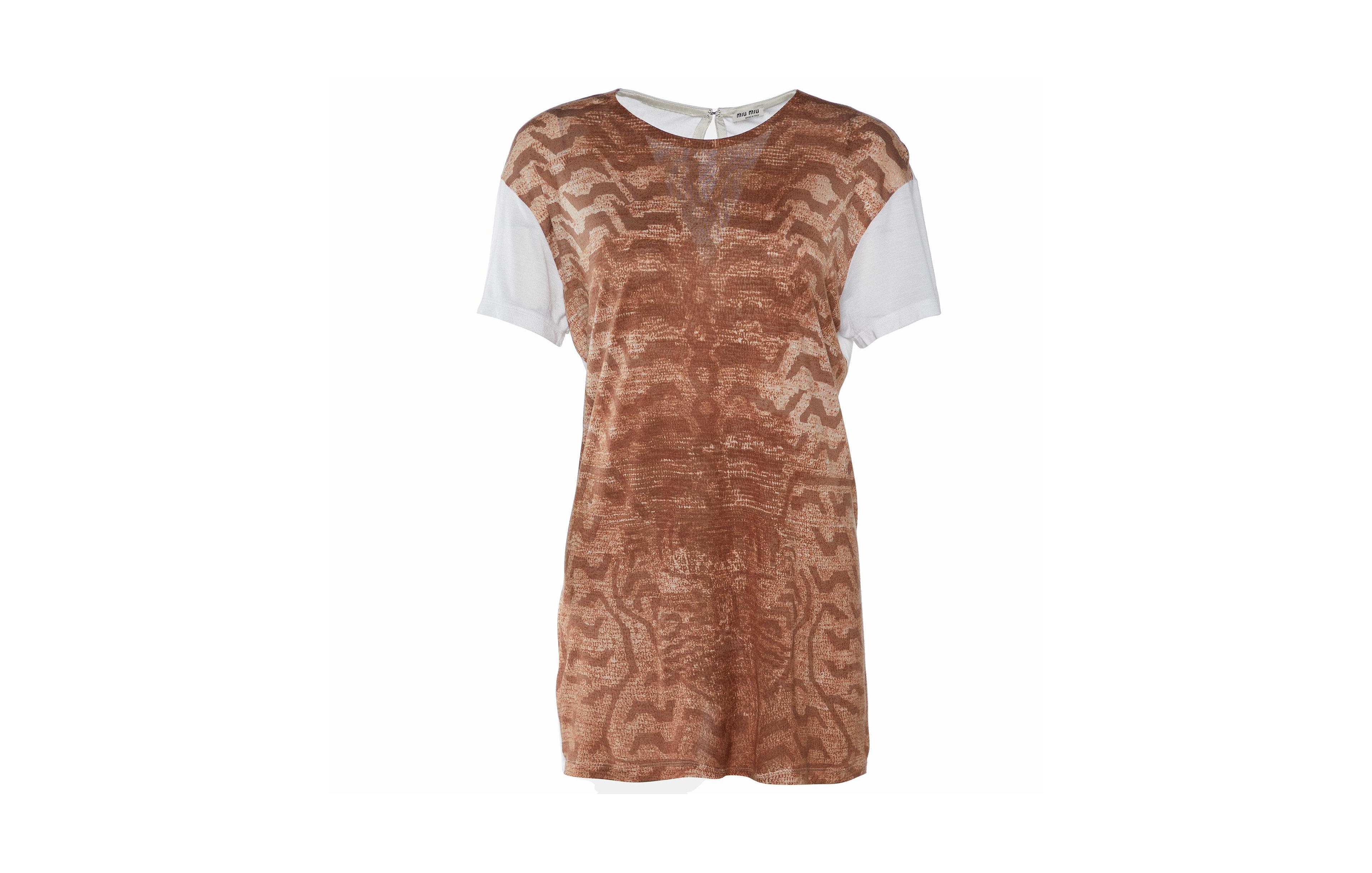 Pre-Owned Miu Miu Women's Animal Print Colorblock Modal Knit Top