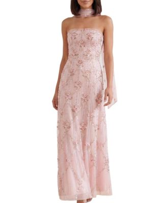 Women's Lovers Lace Strapless Embellished Evening Gown