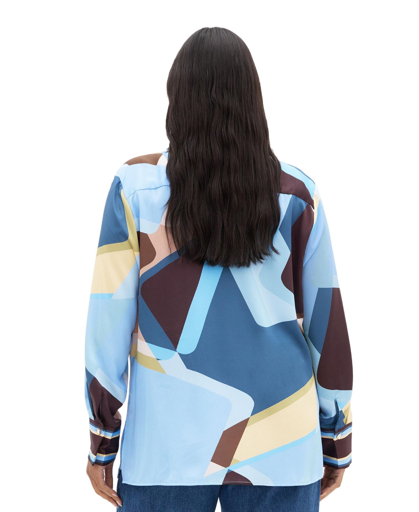 Женская рубашка CITY CHIC Plus Size Amaya Abstract-Print Long-Sleeve Button-Up, цвет: Синий — фото 2