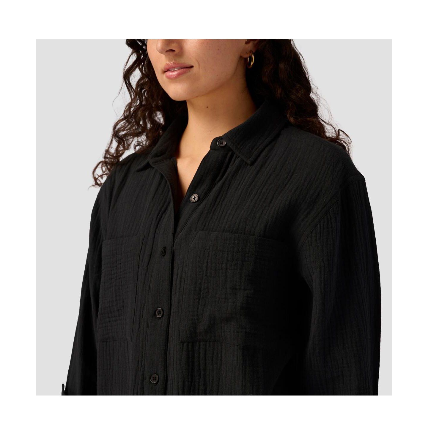 Женская рубашка Backcountry Cotton Gauze Long-Sleeve Button-Up, цвет: Чёрный — фото 4
