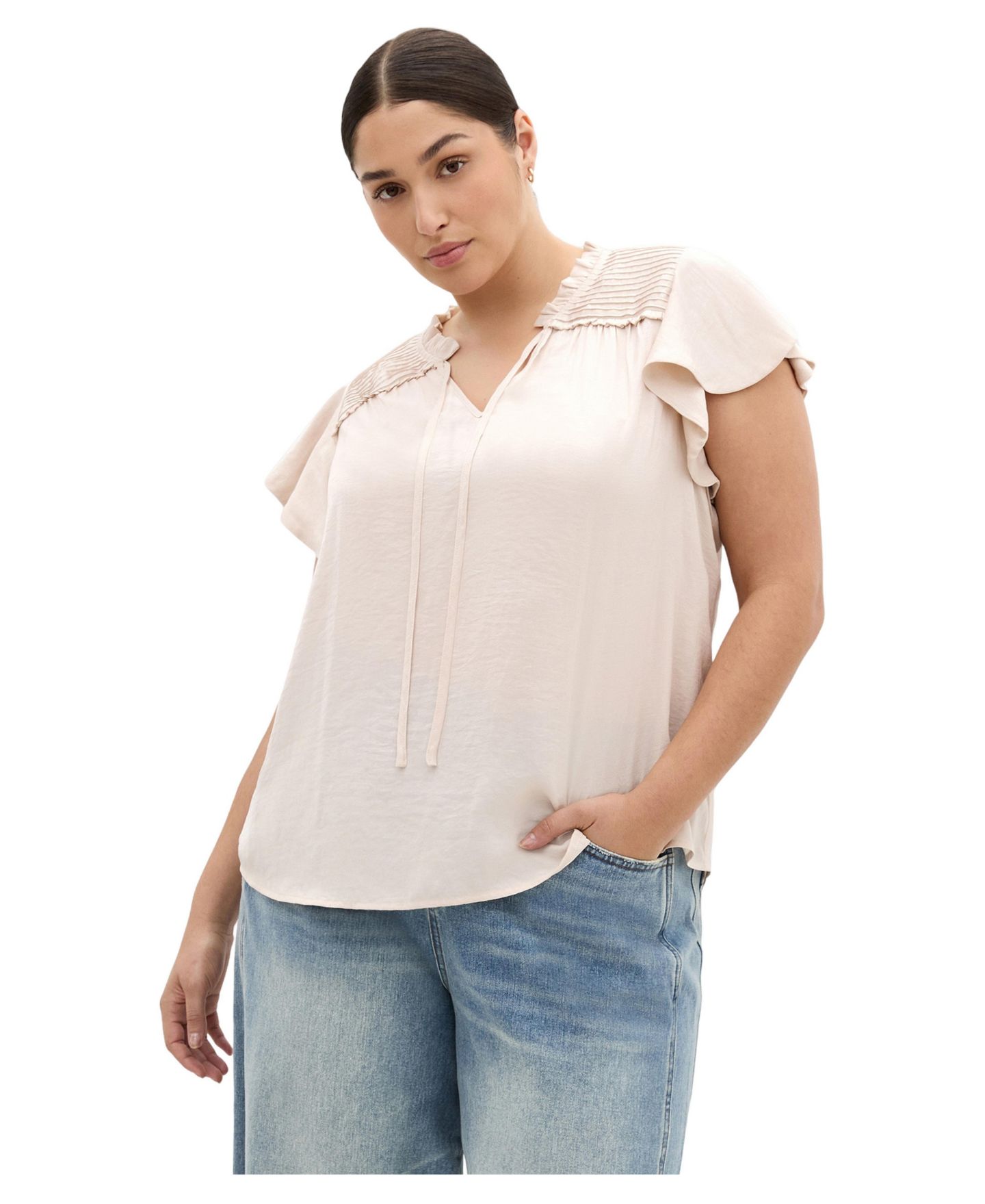 Женская рубашка CITY CHIC Drama Queen Short Sleeve, цвет: Фарфоровый — фото 1