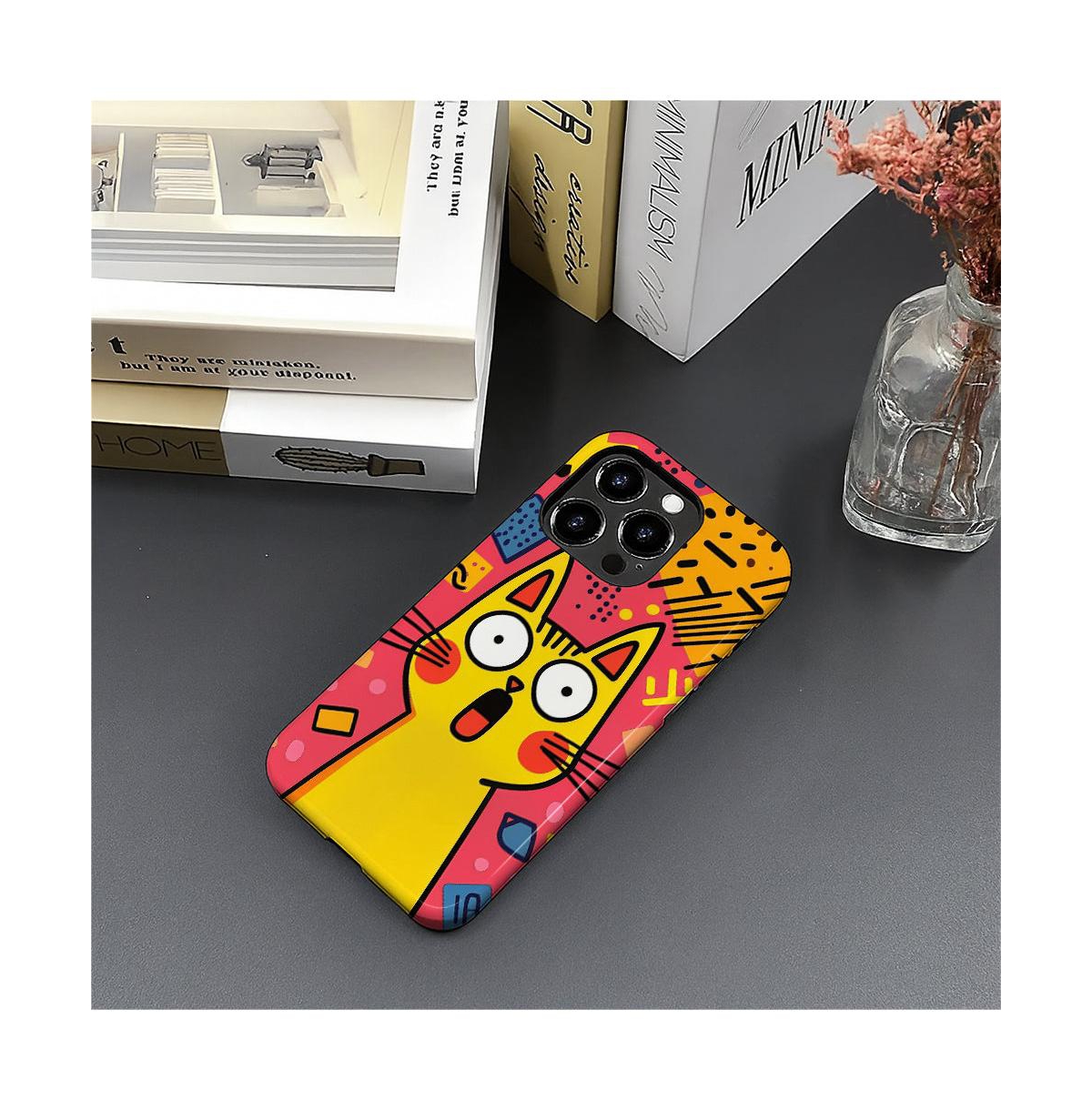 Lisen 2-Layer Shockproof Surprised Cat Phone Case for Apple iPhone 16 Pro Max