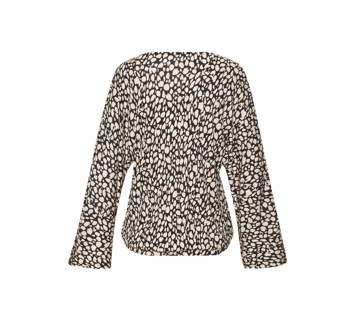 Женский топ Lascana Viscose Printed Everyday Comfort Long-Sleeve, цвет: Чёрный с принтом — фото 6