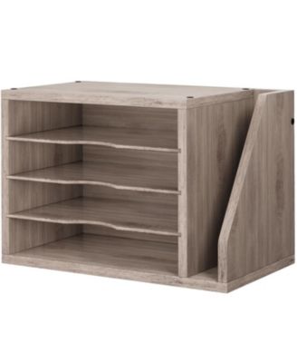 Wooden Mail Organizer Desk Adjustable Shelves Sorter File Desktop Holder For Home Office