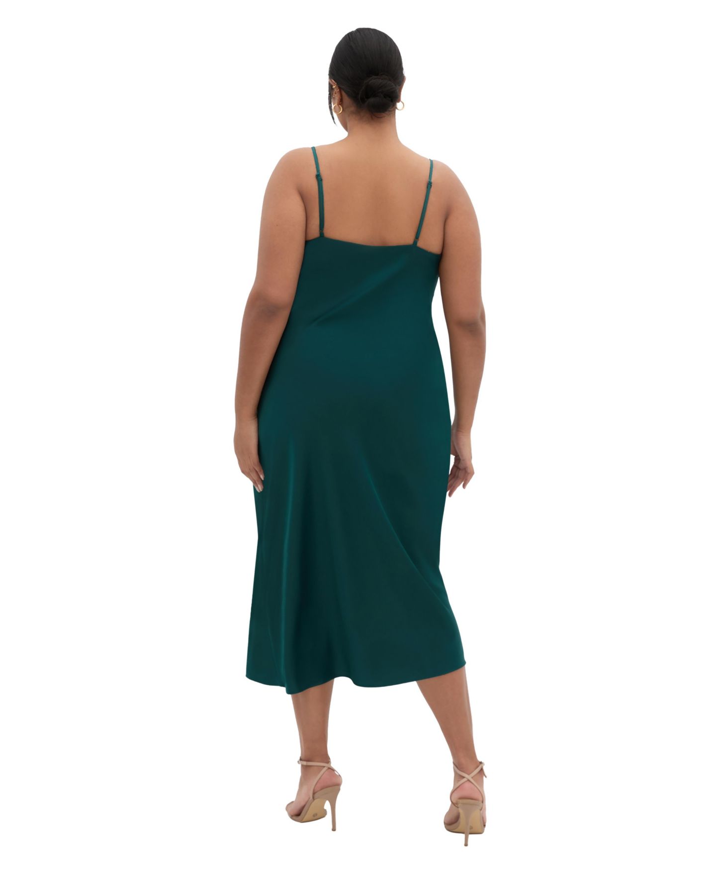Женское платье CITY CHIC Plus Size Adelina Twist Cowl Neck Sateen Slip, цвет: Изумрудный — фото 2