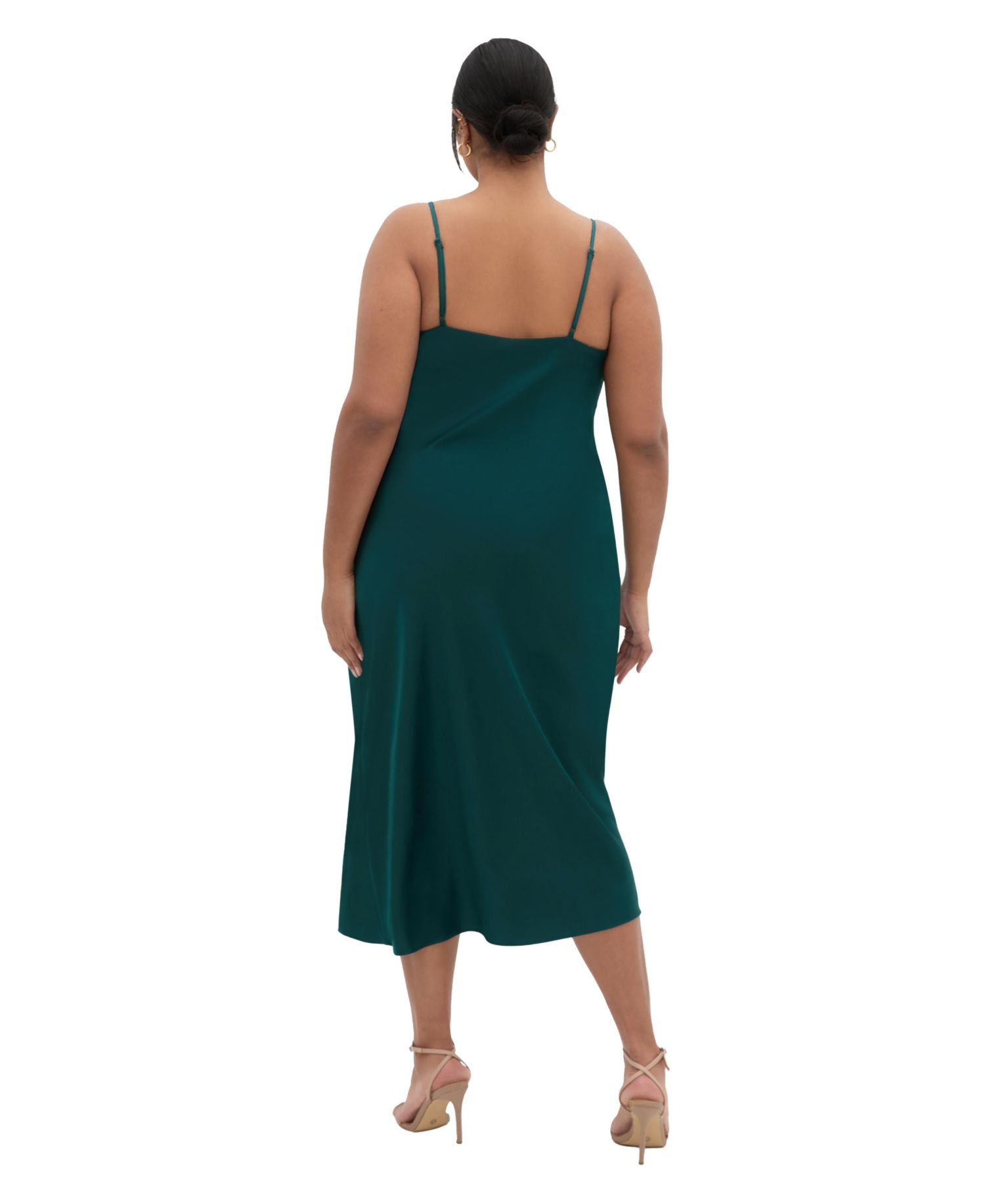 Plus Size Adelina Twist Cowl Neck Sateen Slip Dress