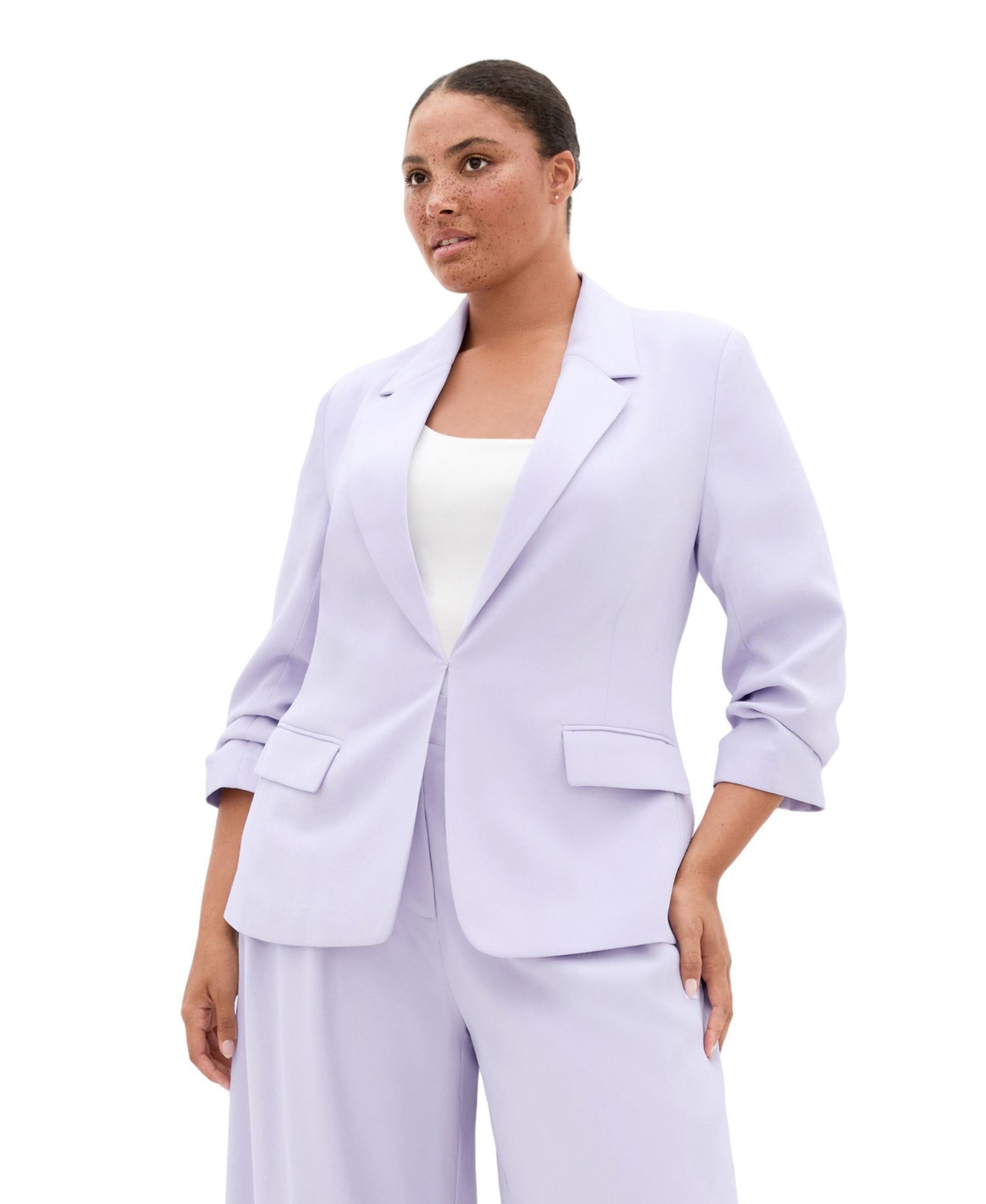 Plus Size Abbie Gathered Elbow Sleeves Blazer
