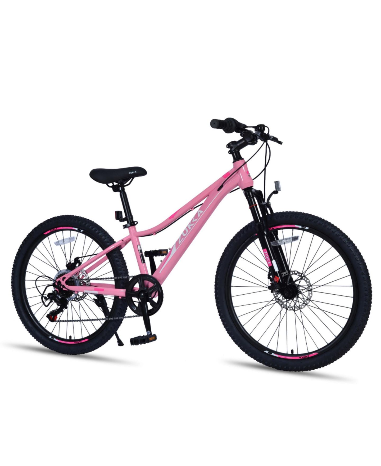Детская игрушка ECHTPeak 24 Inch 6-Speed Mountain Bike with Suspension Fork, 220 lb. Capacity, 9–12 лет, цвет: Розовый — фото 6