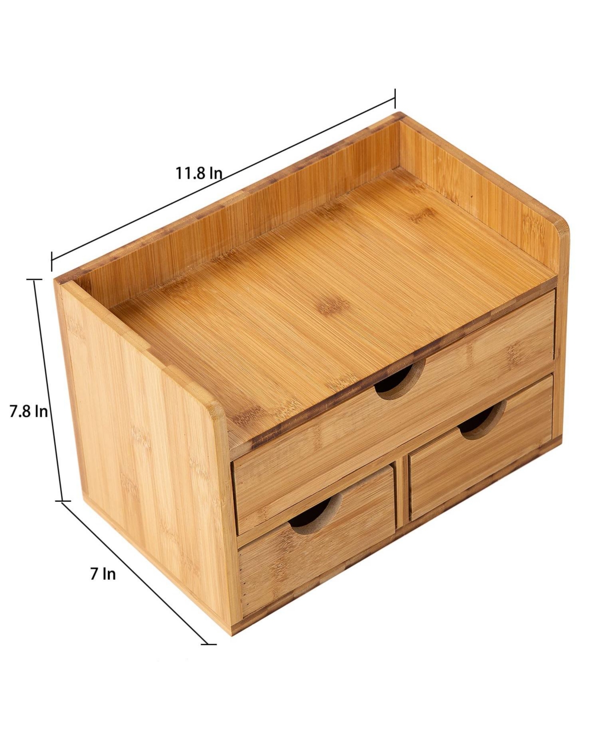 Danrong 3 Tier Wood Desk Organizer With Drawers Multi Use Storage For Office Supplies And Vanity