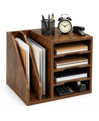 4 Tier Wood Desk Organizer With Anti Slip Pads Easy Assembly Storage