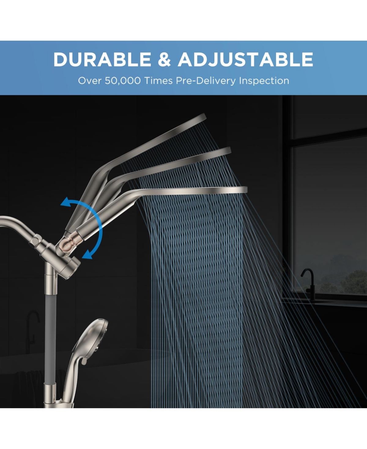 Cyqbd 8" Dual Handheld Shower Head System Rainfall Power Wash 2-in-1