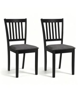 Set of 2 Upholstered Kitchen Dining Chairs with Slatted Backrest