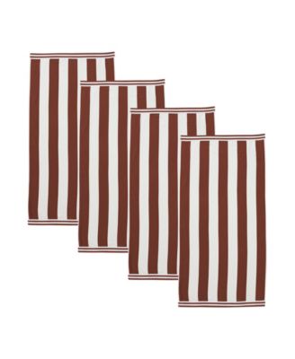  Velour Cabana Stripe Cotton 4-Pieces. Beach Towel Set, 30" x 60"