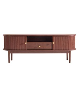 Entertainment Center for TVs up to 58 Inch with Storage Drawer, Open Shelves and Rolling Door