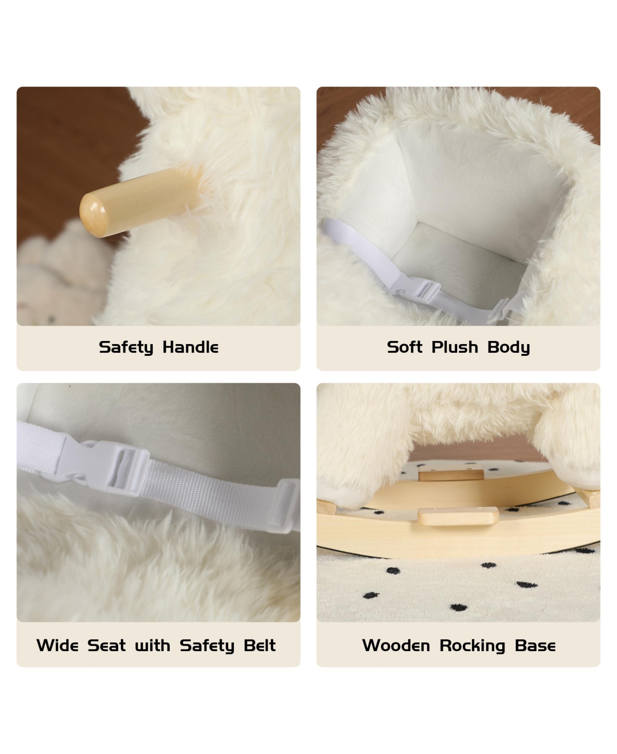 Sevorley Plush Alpaca Rocking Ride-On Toy With Sound, Ages 1-3