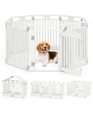 8-Panel Tall Plastic Dog Playpen Indoor Outdoor Puppy Pen with Locking Door