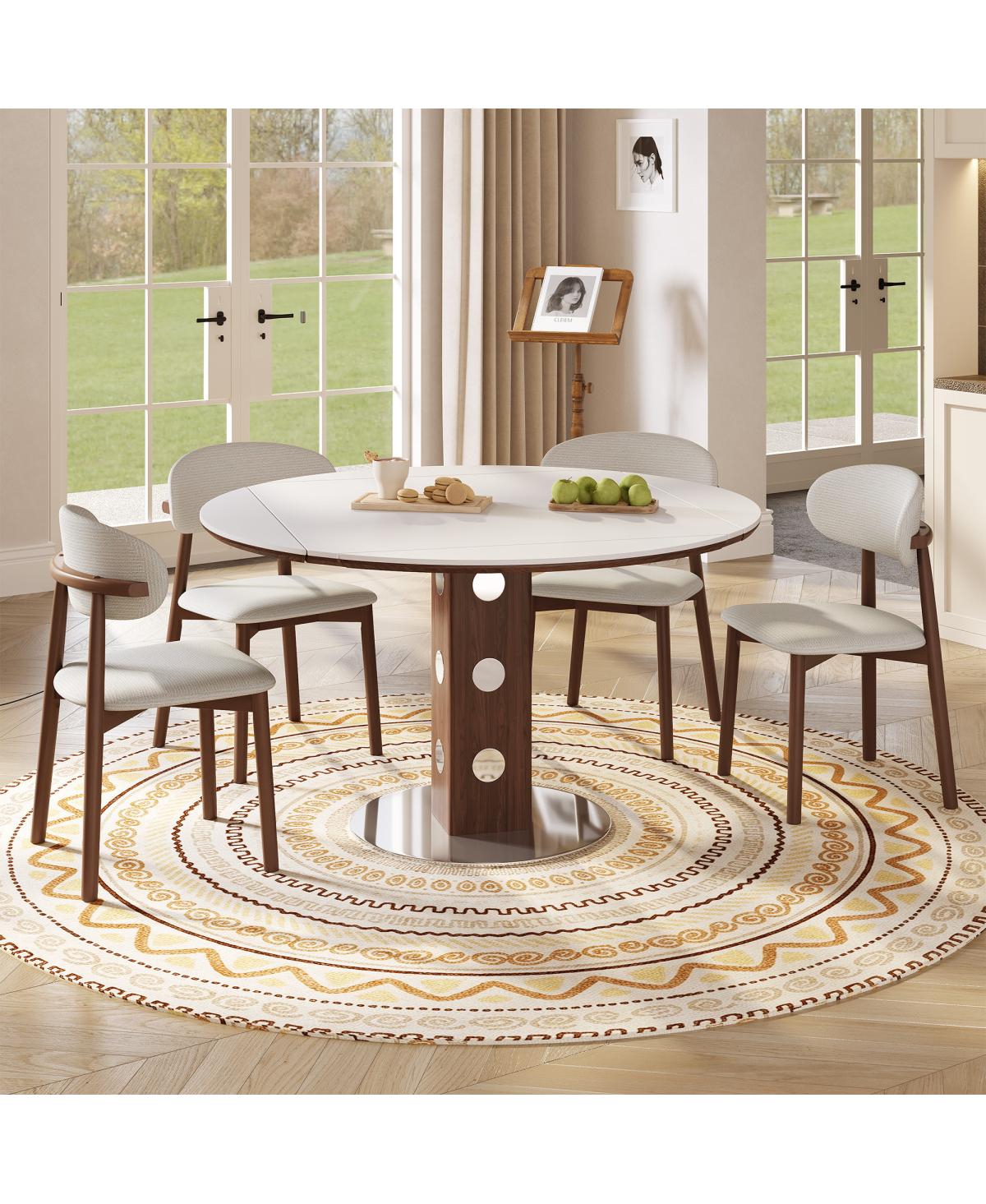 Streamdale Furniture 47.2" Extendable Round Dining Table, Sintered Stone