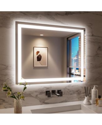 48 x 32 Inch Frameless LED Bathroom Mirror Smart Mirror Wall Mounted Anti Fog Dimmable