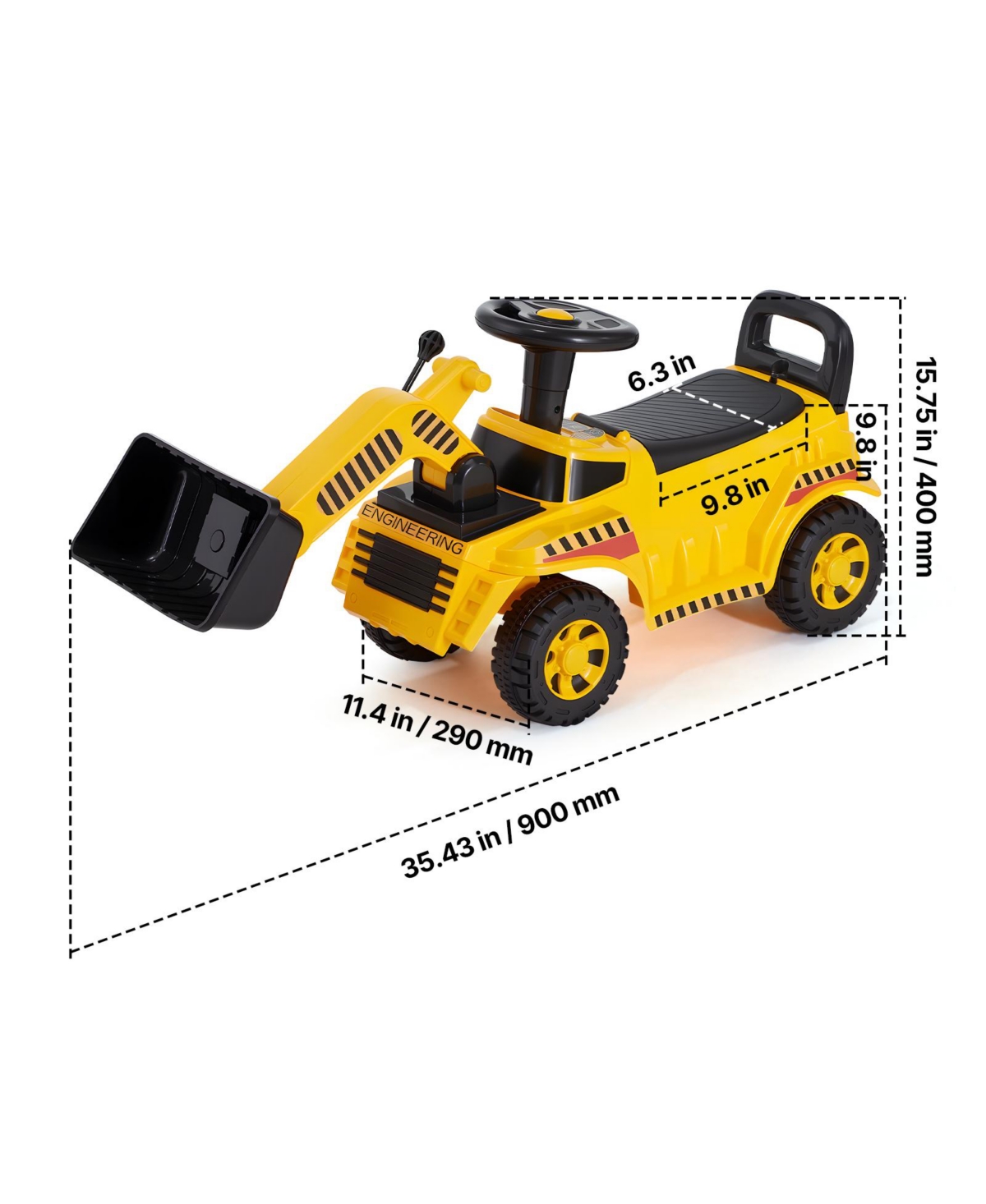 Sugift Foot to Floor Excavator Ride-On Push Car, 55 lb. Capacity, Ages 19 to 36 Months