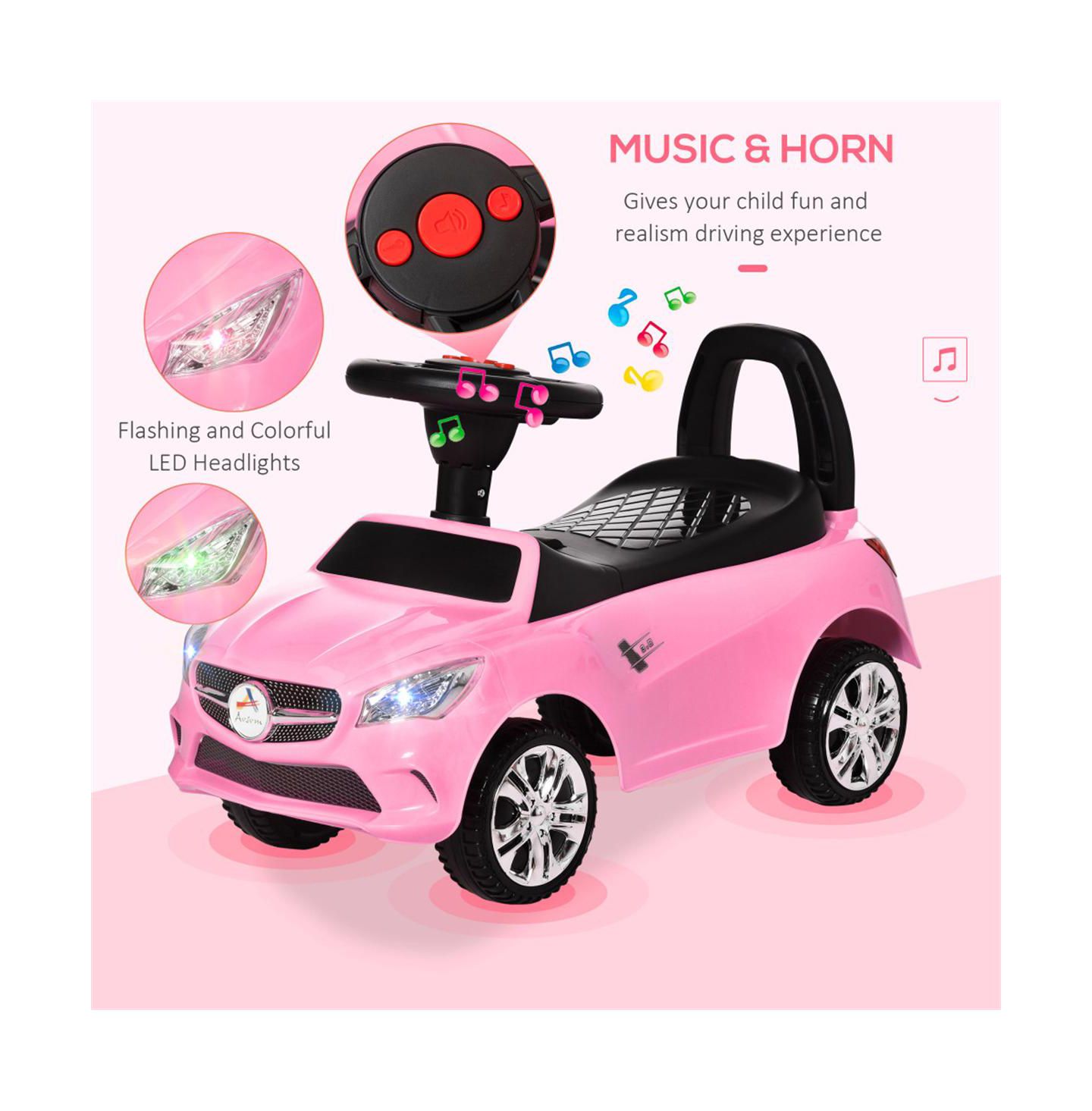 Детская игрушка YOBTOP Kids Ride On Push Car - Foot-to-Floor Walking Sliding Toy Car for Toddler, Working Horn Music Headlights and Storage — фото 7