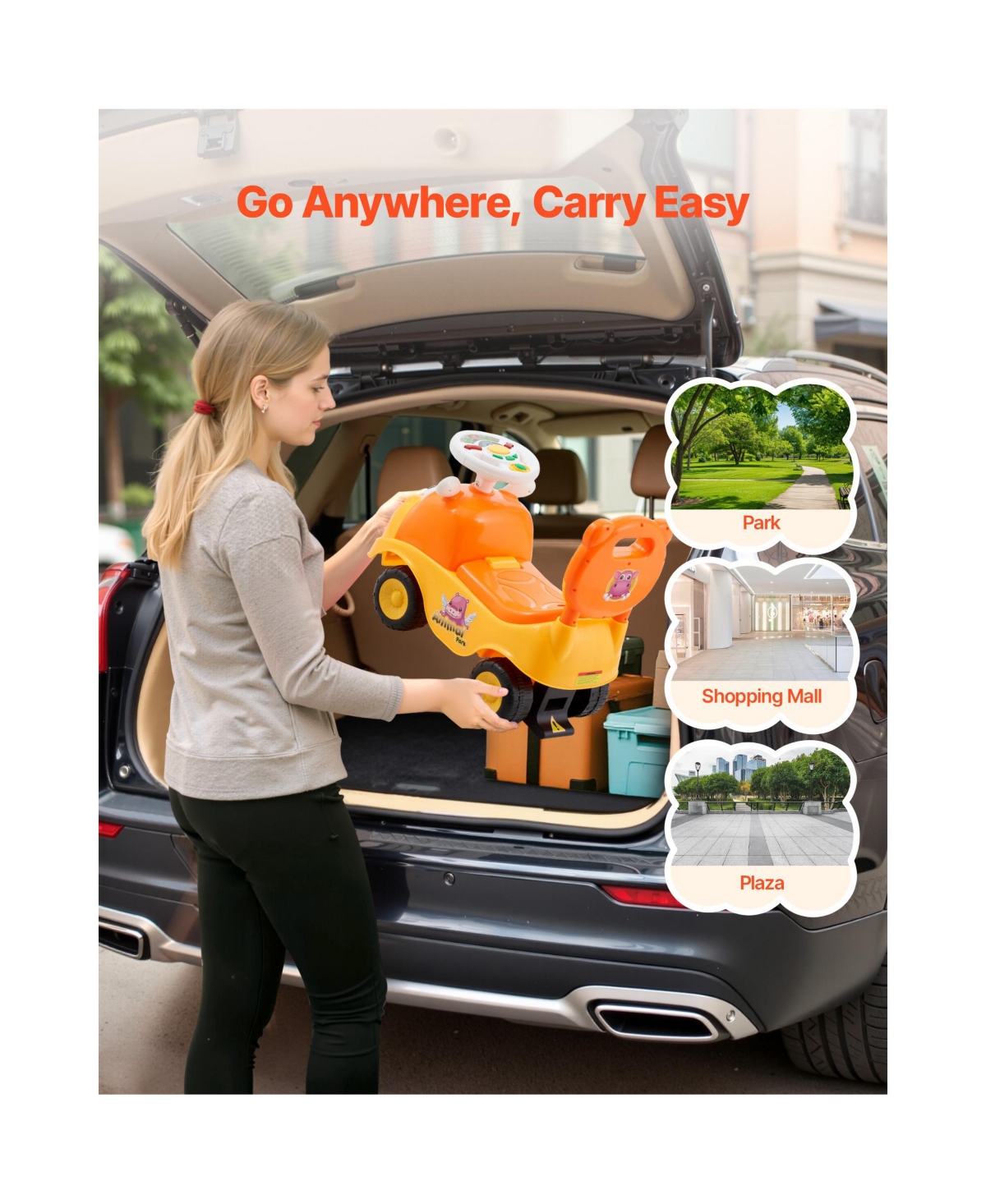 Sugift Toddler Ride On Push Car with Horn Music and Under Seat Storage, 48.5 lb. Capacity, Ages 19-36 Months