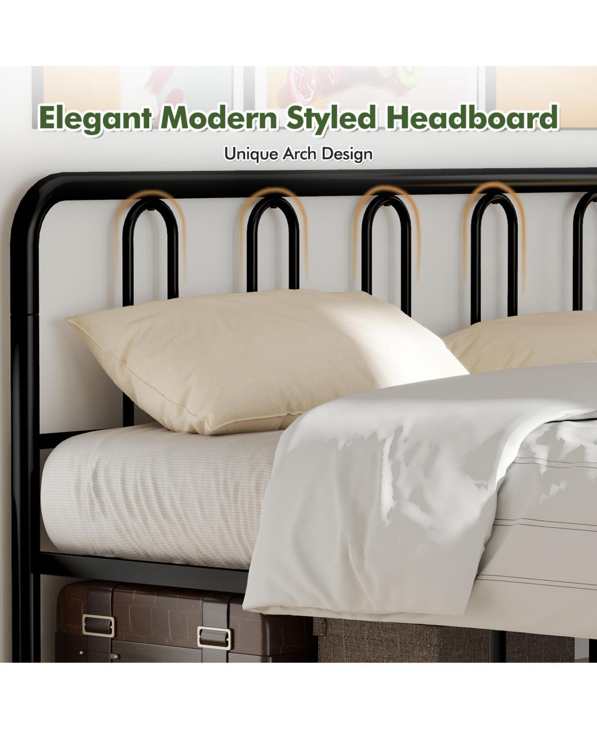 Mecale King Size Metal Platform Bed Frame with Headboard and Footboard