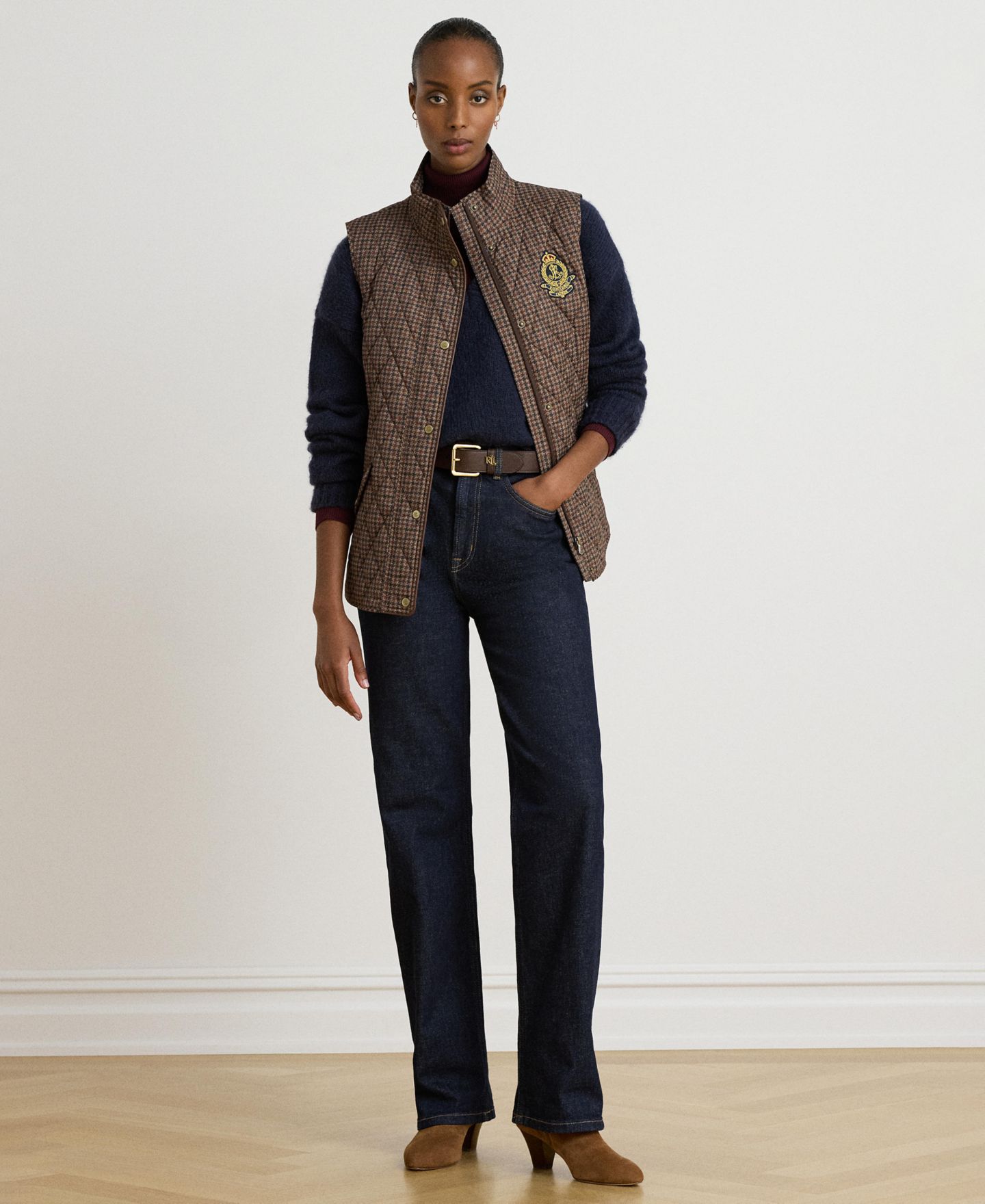 Женский жилет Lauren Ralph Lauren Crested Diamond-Quilted Down-Filled Vest, цвет: Клетчатый — фото 2