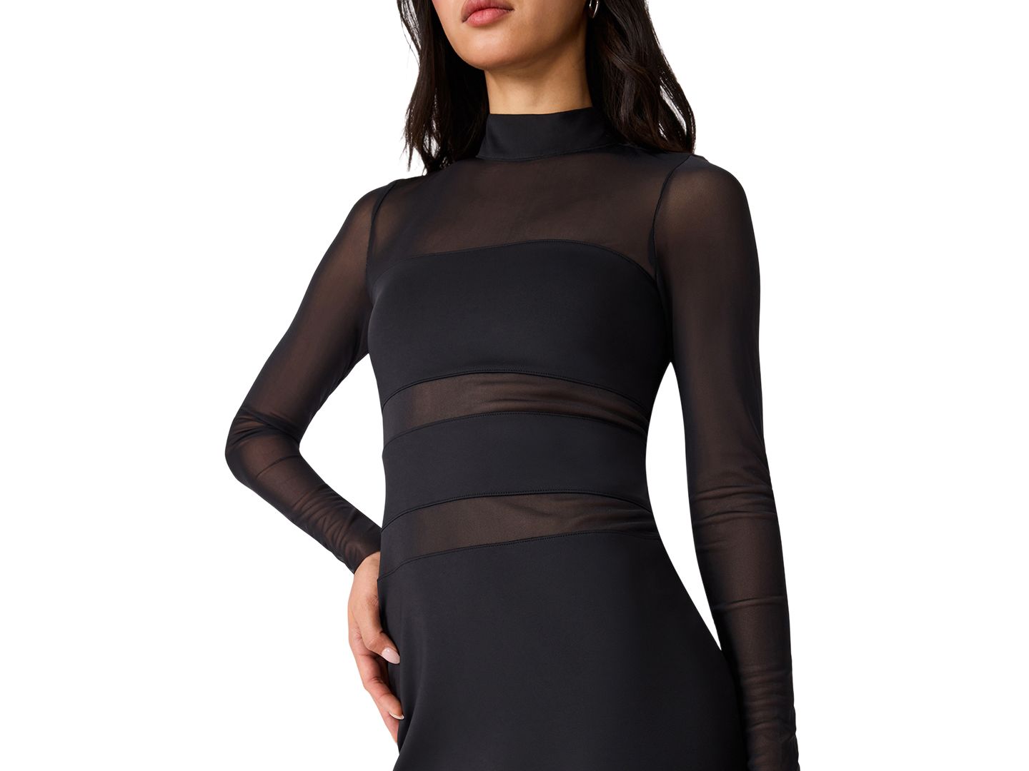 Женское платье Steve Madden Blaze Long-Sleeve Mesh Bodycon Midi, цвет: Чёрный — фото 4