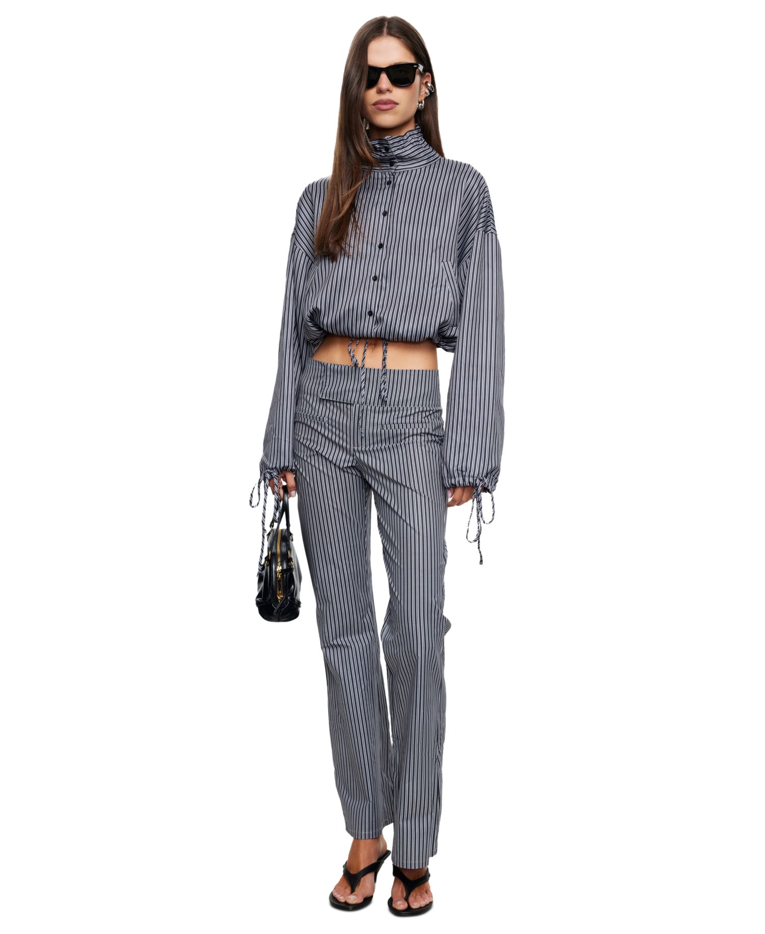 Women's Totti Cropped Turtleneck Stripe Windbreaker