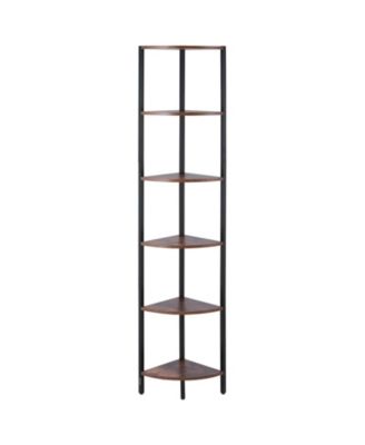 Tall Corner Bookshelf with LED Lighting, 6 Tier Storage Display Shelf for Living Room and Office