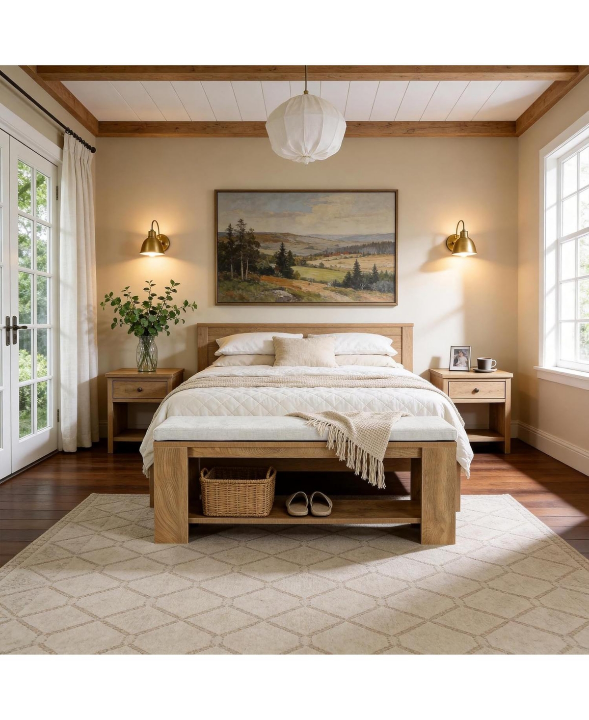 Tribesigns 47" Upholstered Bench, Wooden End of Bed Bench with Padded Seat and Mdf Frame, Indoor Entry Cushion Seat for Bedroom, Entryway, Hallway