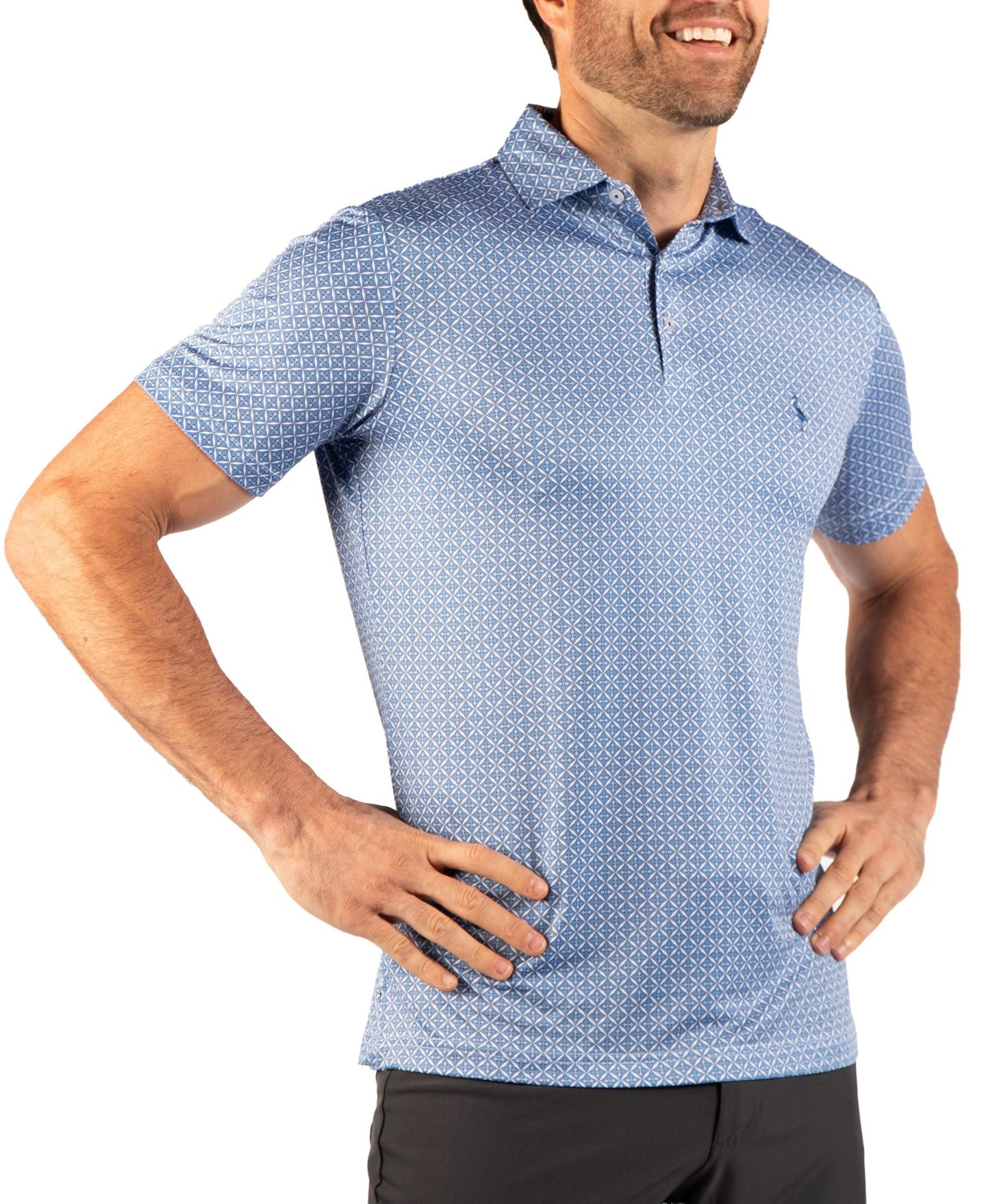 Мужское поло Tailorbyrd Diamond Geo Performance Polo, цвет: Сапфировый синий — фото 3