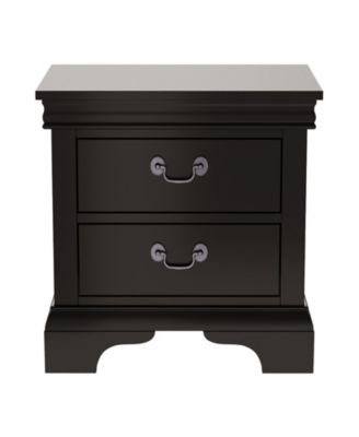 Classic 2-Drawer Solid Wood Nightstand, 22"L, Antique Metal Pulls